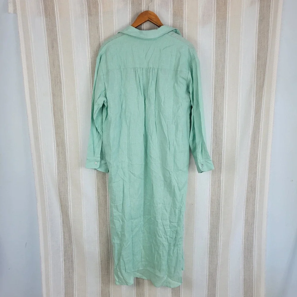 Stillwater The Linen Voile Tunic Seaglass Maxi Dress Size Medium Resortwear - Picture 13 of 13